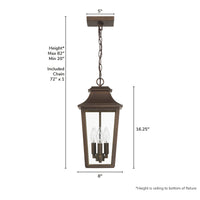 Spring Cove 17-inch 3-light Matte Bronze Outdoor Lantern Pendant Light with Clear Glass