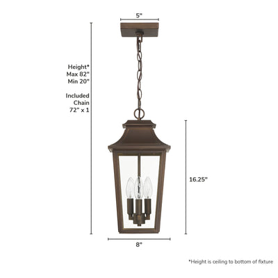 Spring Cove 17-inch 3-light Matte Bronze Outdoor Lantern Pendant Light with Clear Glass