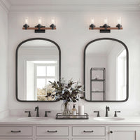 23'' Taos Matte Black/Wood Grain 3 Light Bath Vanity