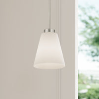 5.75-inch Strayhan Brushed Nickel 1-Light White Frosted Glass Pendant Light