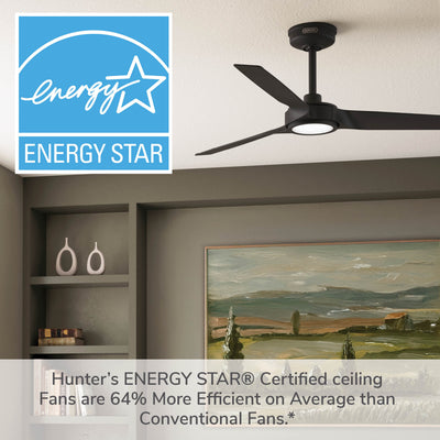 52 inch Zentech Wi-Fi ENERGY STAR® Matte Black Damp Rated Ceiling Fan with LED Light Kit and Remote