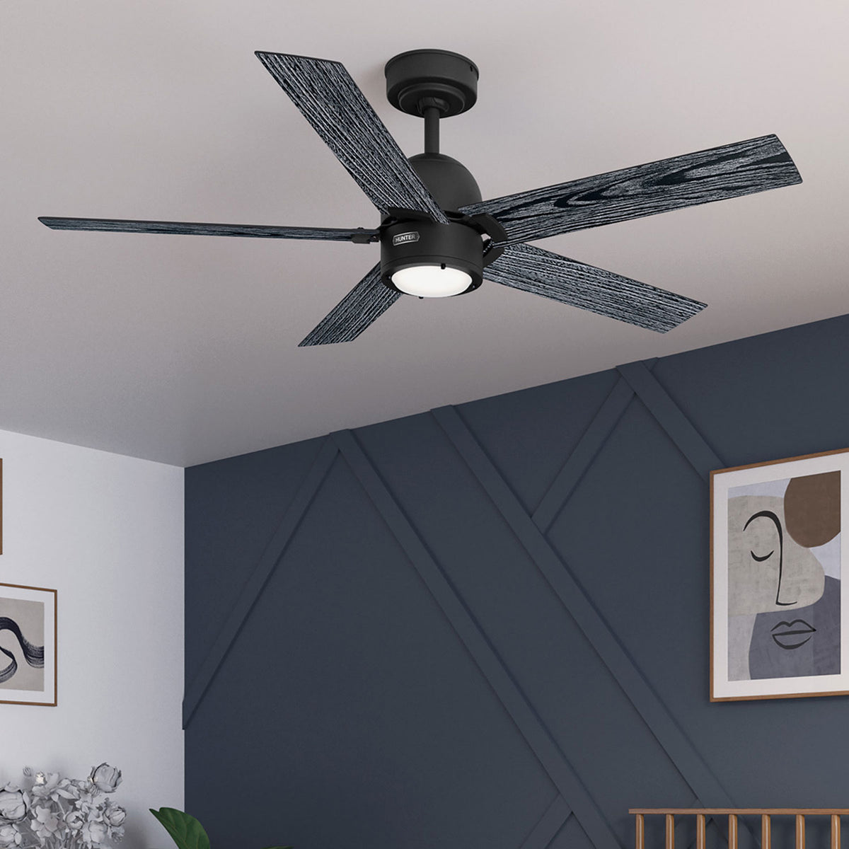 52 inch Erling ENERGY STAR® Matte Black Ceiling Fan with LED Light Kit and Handheld Remote