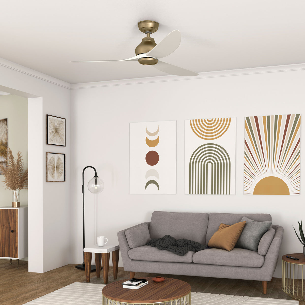 Casablanca 52 inch Eyla ENERGY STAR® Luxe Gold Damp Rated Ceiling Fan and Wall Control and Handheld Remote