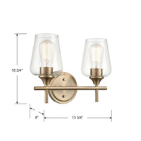 13.75'' Ashford Modern Gold 2 Light Bath Vanity