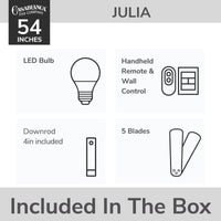 Casablanca 52 inch Julia ENERGY STAR® Fresh White Damp Rated Ceiling Fan with LED Light Kit and Wall Control