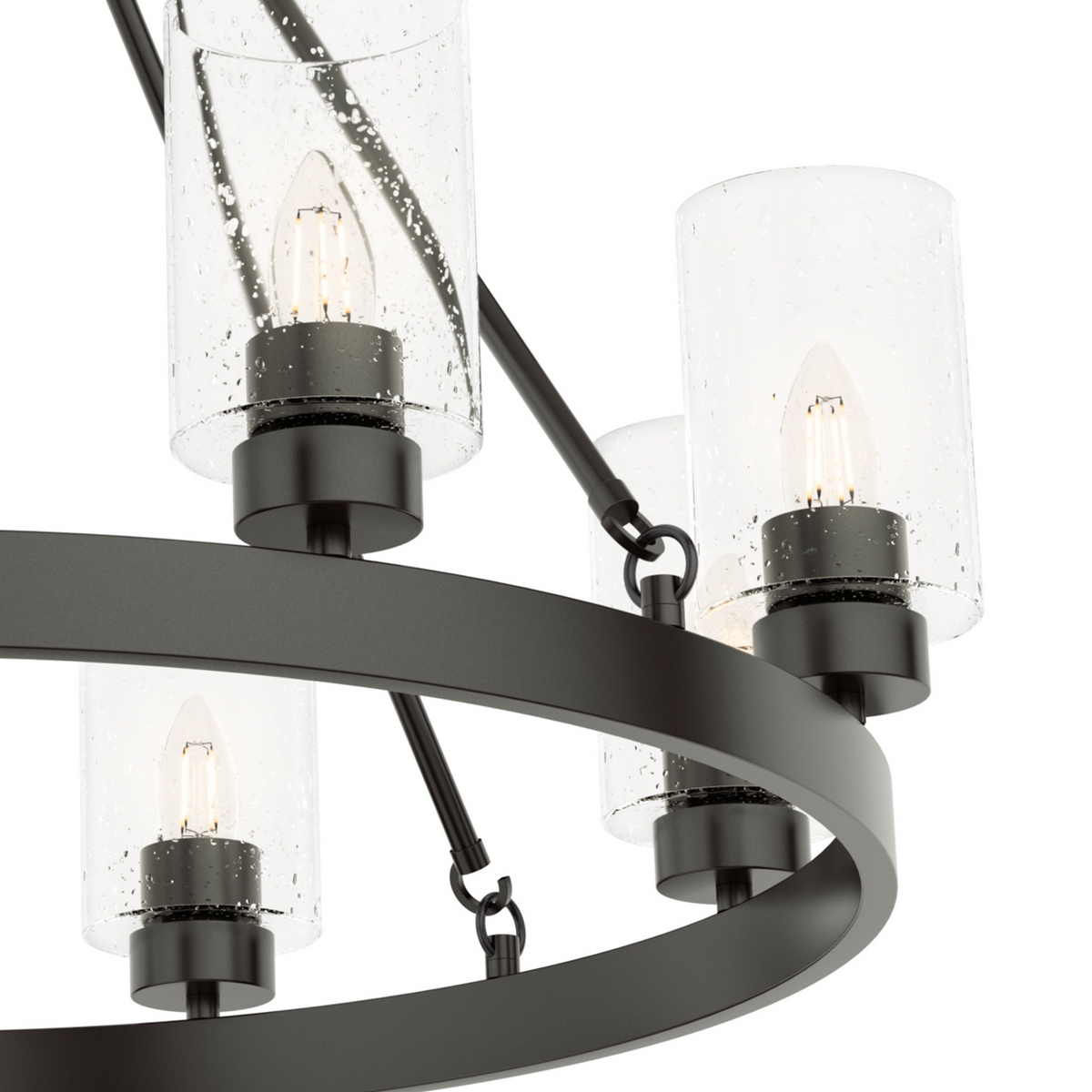Hartland 32-inch 8-light Noble Bronze Chandelier with Seeded Glass