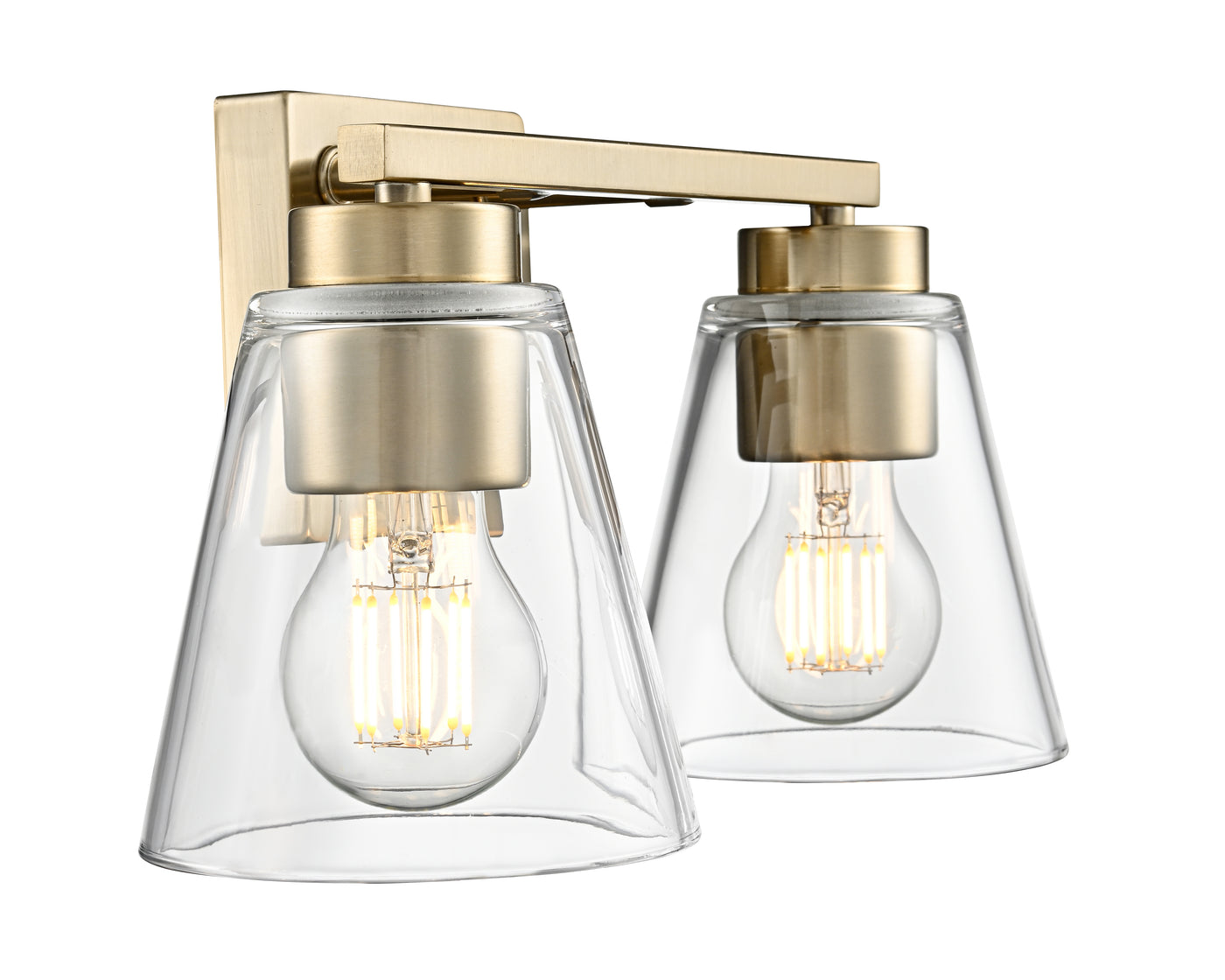 13-inch Strayhan Modern Gold 2-Light Clear Glass Bathroom Vanity Light