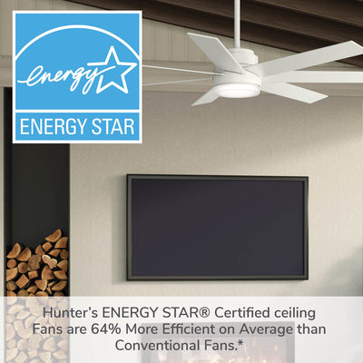 44 inch Aeronaut  Wi-Fi ENERGY STAR® Matte White Damp Rated Ceiling Fan with LED Light Kit and Handheld Remote