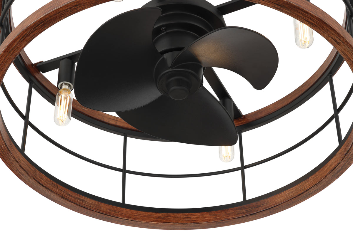 22 inch Bridgette Fandelier Matte Black Ceiling Fan with Light Kit and Handheld Remote