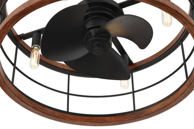 22 inch Bridgette Fandelier Matte Black Ceiling Fan with Light Kit and Handheld Remote