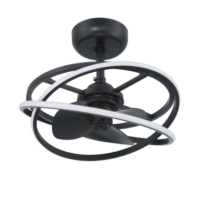 20 inch Cirro Fandelier Matte Black Ceiling Fan with LED Light Kit and Handheld Remote