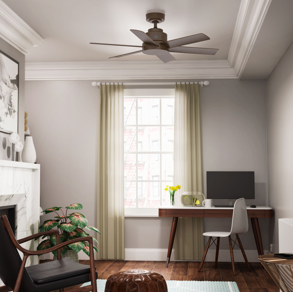 44 inch Kennicott Matte Bronze Damp Rated Ceiling Fan and Wall Control