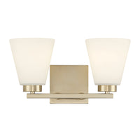 13-inch Strayhan Modern Gold 2-Light White Frosted Glass Bathroom Vanity Light