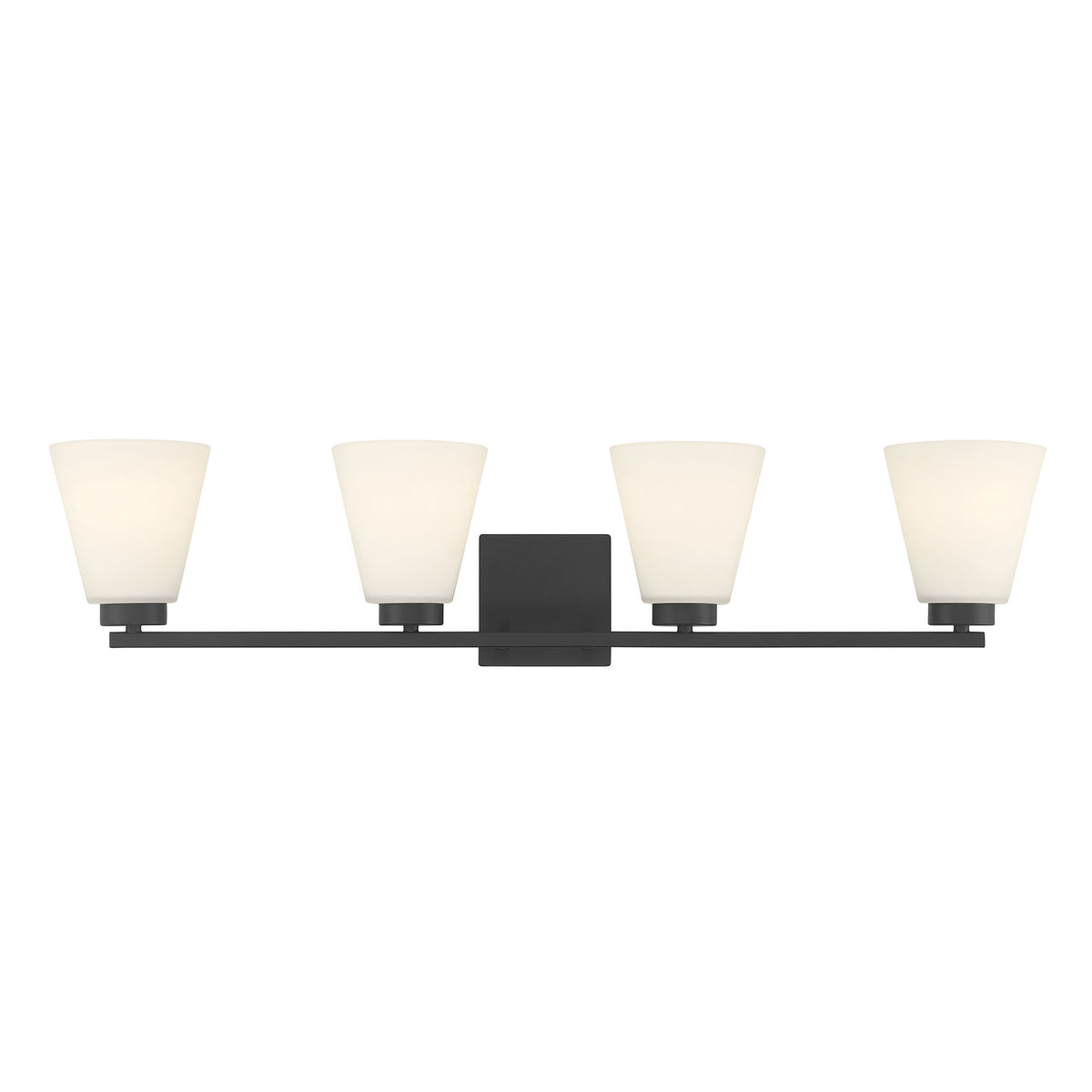 31-inch Strayhan Matte Black 4-Light White Frosted Glass Bathroom Vanity Light