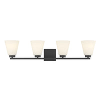 31-inch Strayhan Matte Black 4-Light White Frosted Glass Bathroom Vanity Light