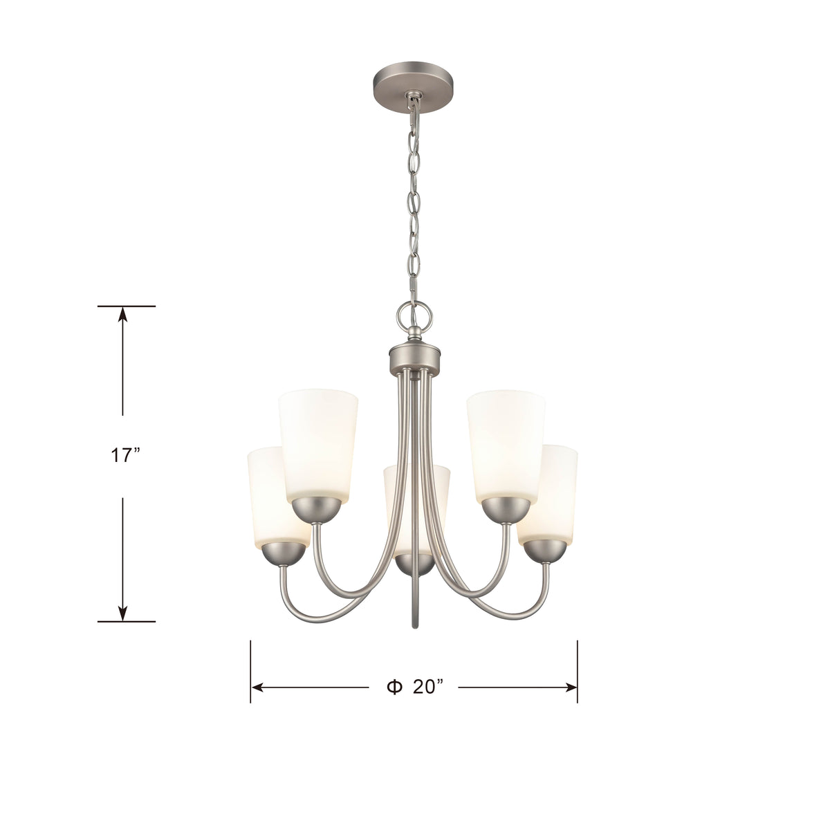 17'' Ivey Lake Satin Nickel 5 Light Chandelier