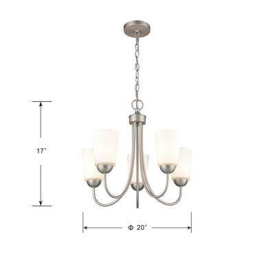 17'' Ivey Lake Satin Nickel 5 Light Chandelier
