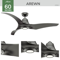 60 inch Arwen ENERGY STAR® Granite Damp Rated Ceiling Fan with LED Light Kit and Handheld Remote