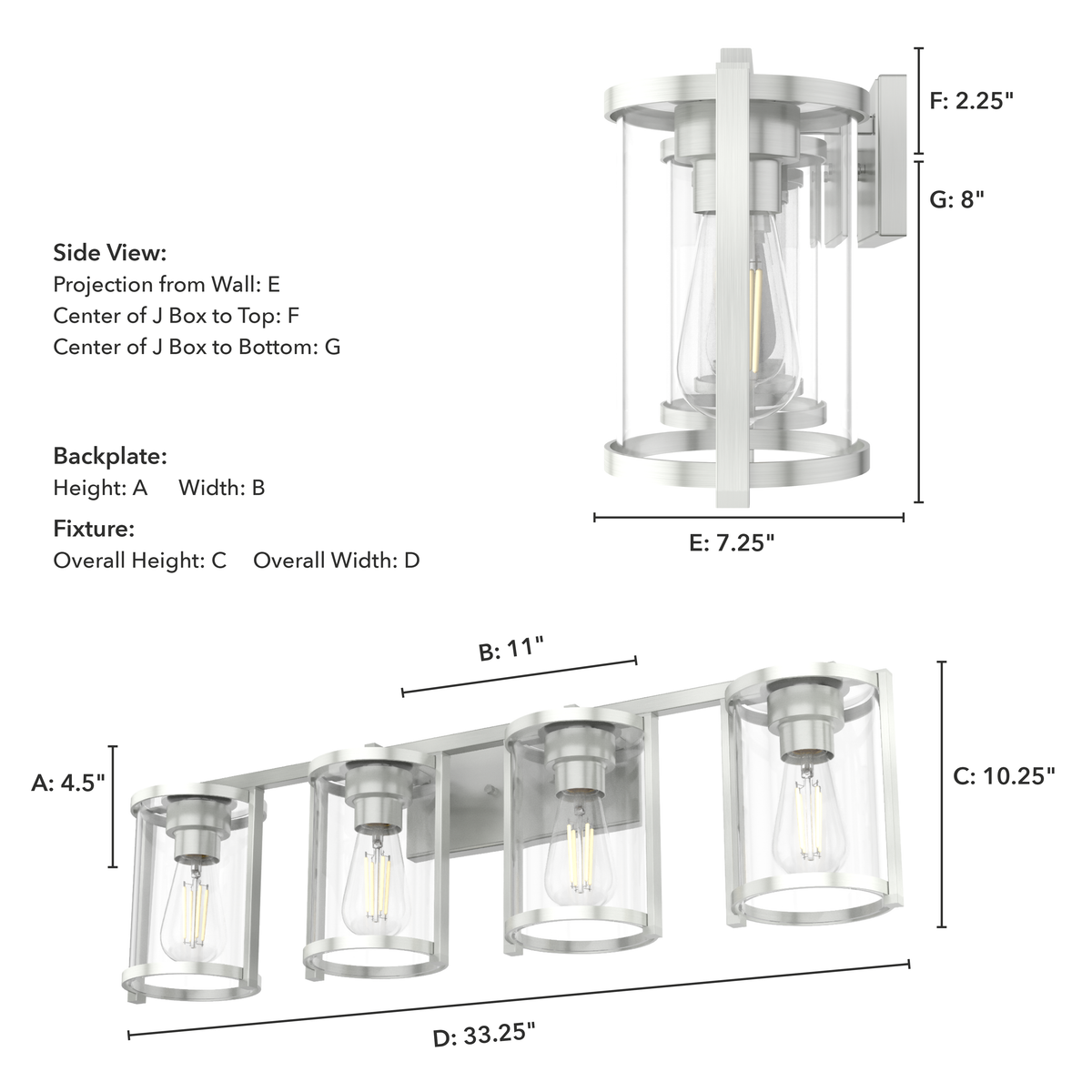 Astwood 33.25-inch 4-light Brushed Nickel Vanity Light with Clear Glass