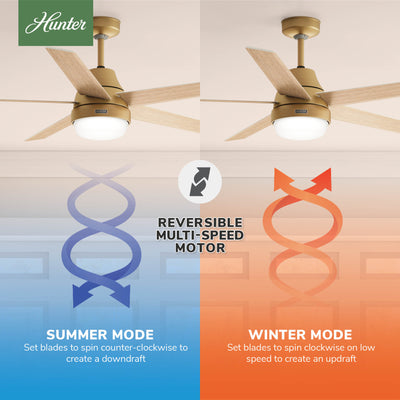 60 inch Aerodyne Wi-Fi ENERGY STAR® Luxe Gold Ceiling Fan with LED Light Kit and Handheld Remote