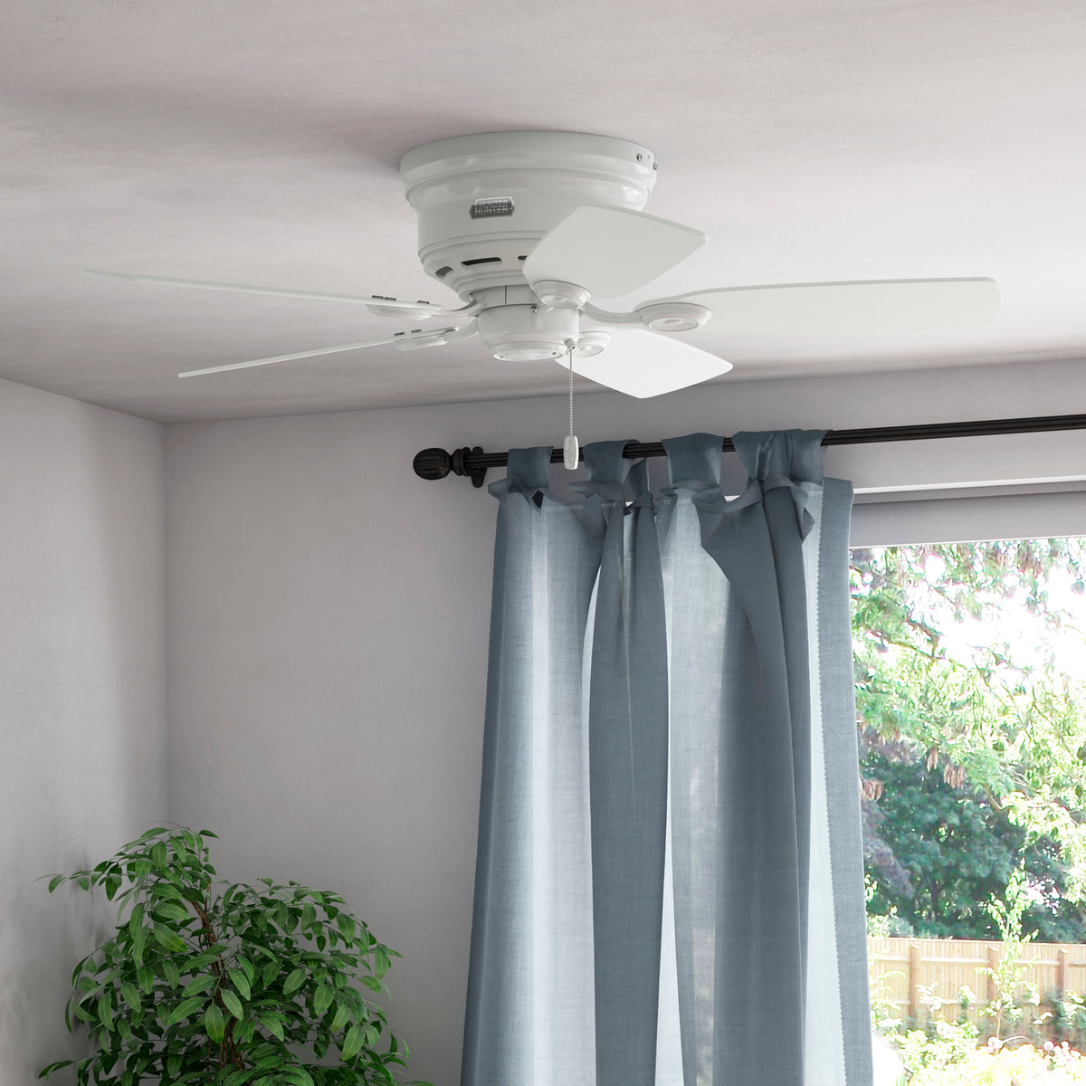 42 inch Low Profile White Low Profile Ceiling Fan and Pull Chain