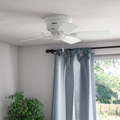 42 inch Low Profile White Low Profile Ceiling Fan and Pull Chain