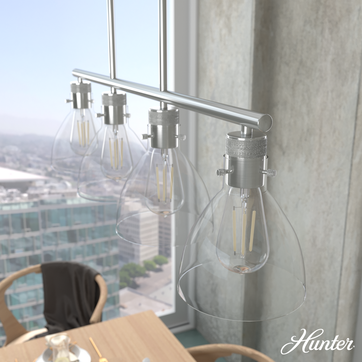Lochemeade 14.5-inch 3-light Brushed Nickel Round Pendant Cluster with Seeded Glass