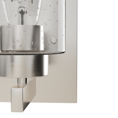 Hartland 9-inch 1-light Brushed Nickel Wall Sconce with Seeded Glass