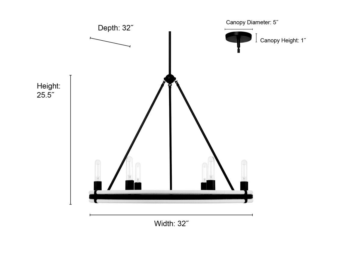 25.5'' Rovessa Matte Black 6 Light Chandelier