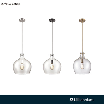 13-inch Matte Black 1-Light Pendant Light