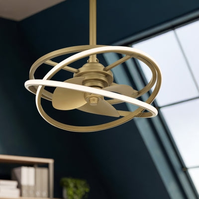 20 inch Cirro Fandelier Luxe Gold Ceiling Fan with LED Light Kit and Handheld Remote