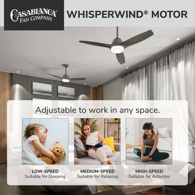 Casablanca 52 inch Wisp Painted Pewter Ceiling Fan with LED Light Kit and Handheld Remote