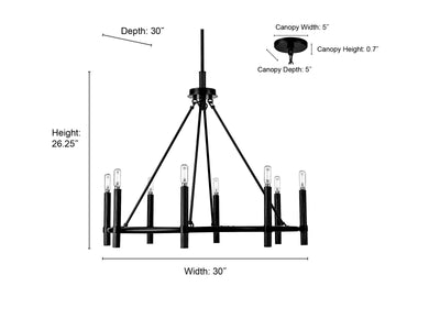 26.25'' Skyva Matte Black 8 Light Chandelier