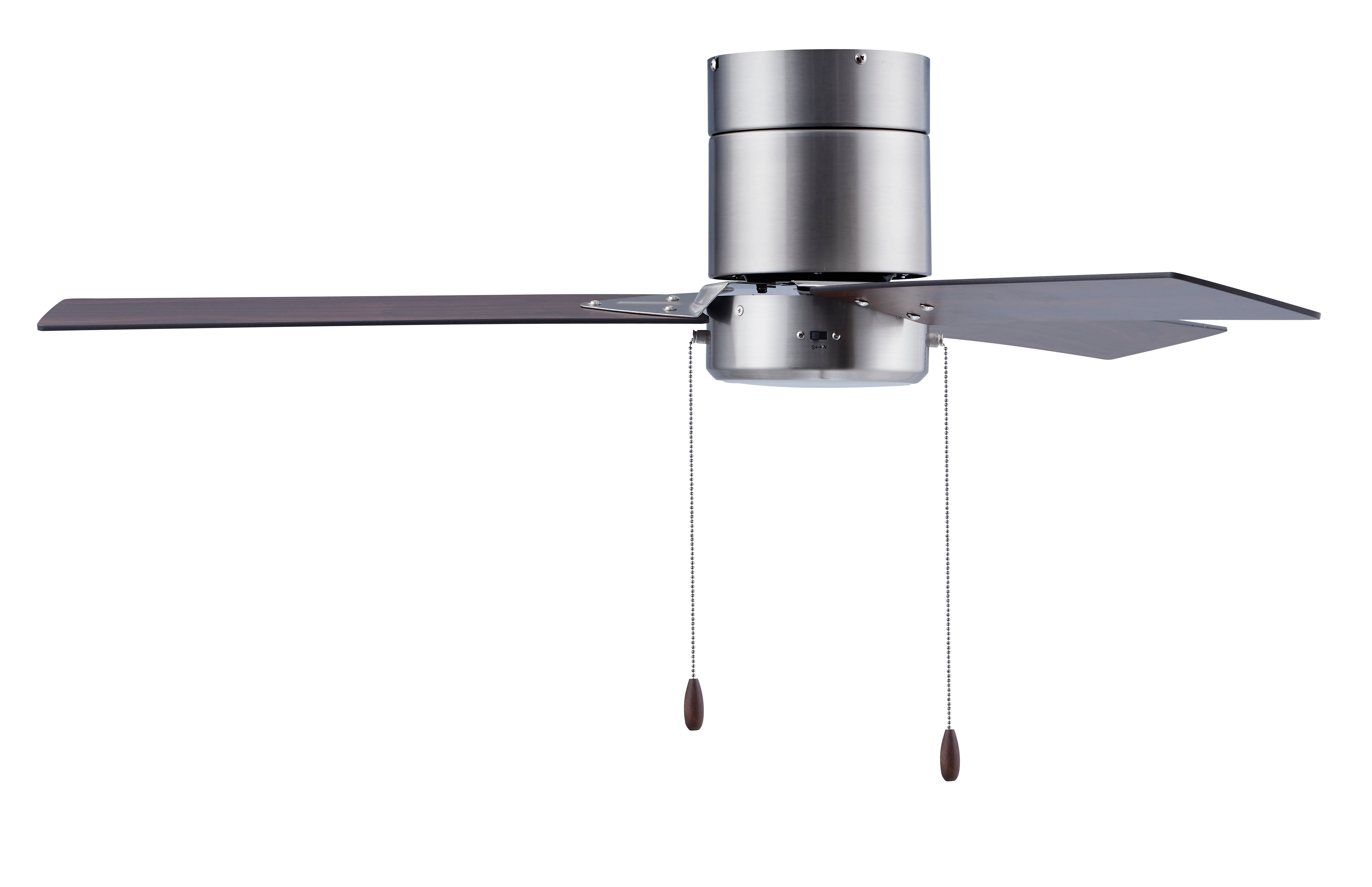 52 Inch Sabio AC Brushed Nickel Indoor Ceiling Fan 3 Walnut Blade Reversible
