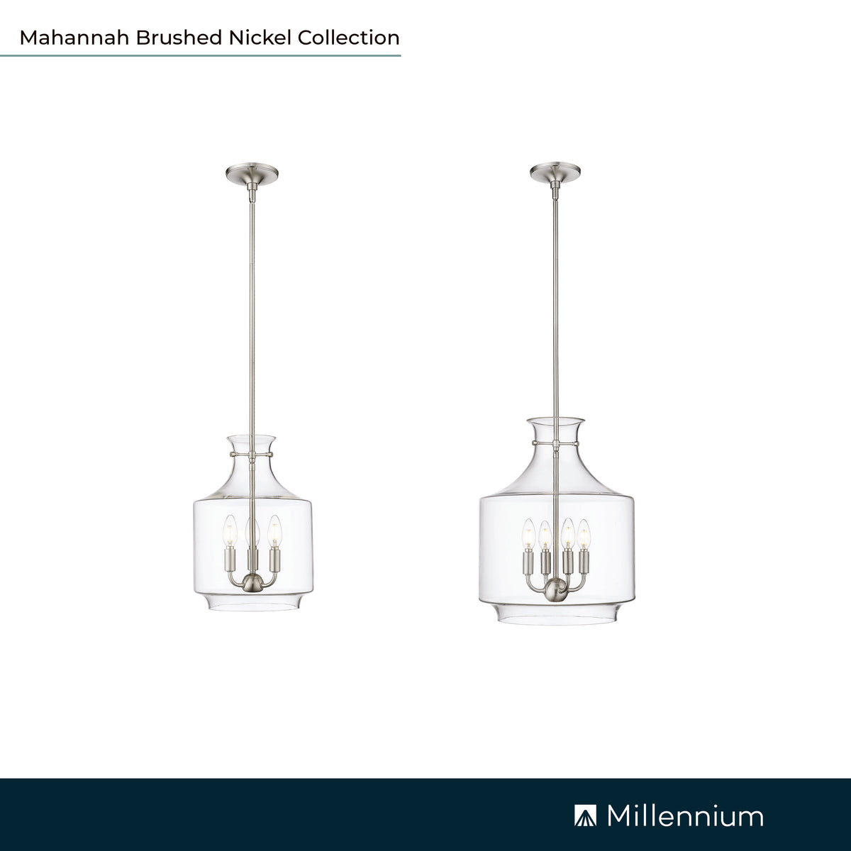 15.5'' Mahannah Brushed Nickel 3 Light Pendant