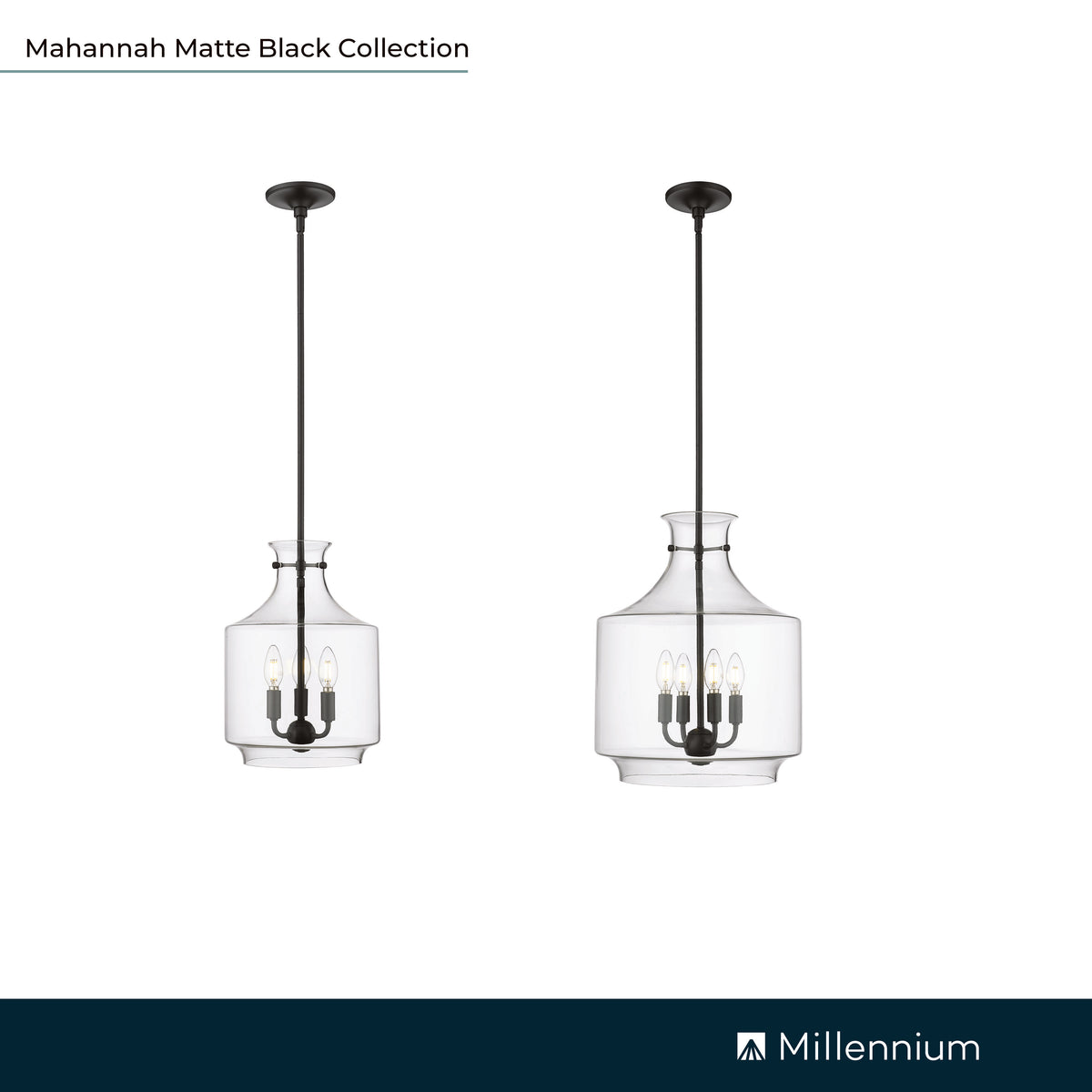 19'' Mahannah Matte Black 4 Light Pendant