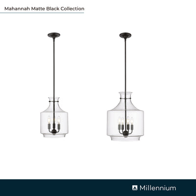 19'' Mahannah Matte Black 4 Light Pendant