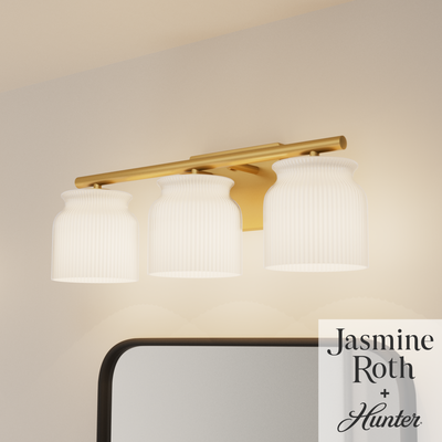 Harlowe 22-inch 3-light Luxe Gold Vanity Light with Cased White Glass