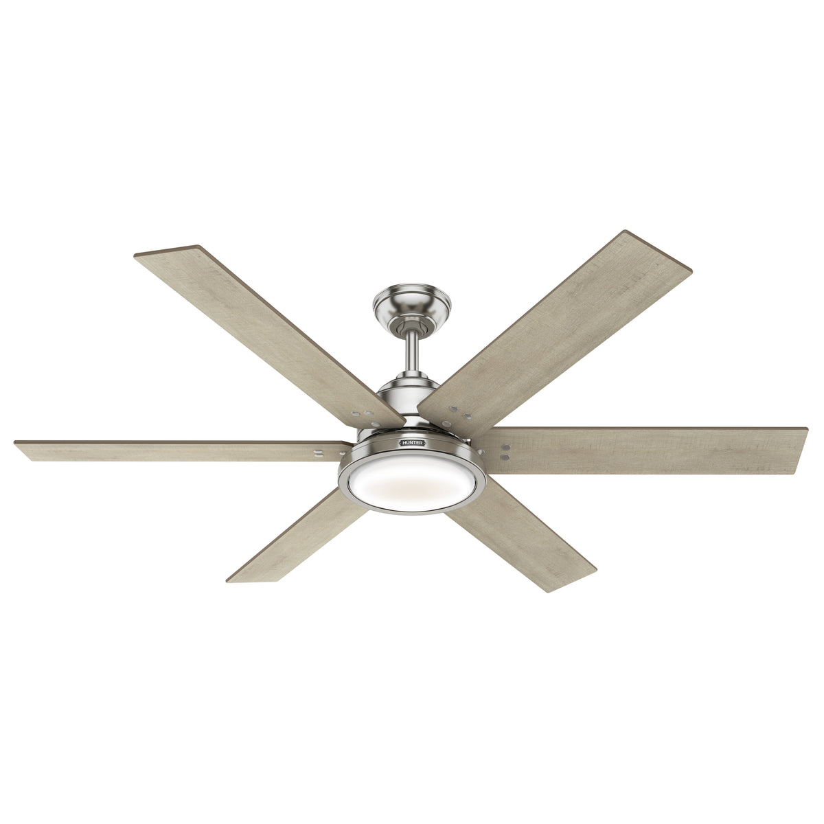 60 inch Warrant ENERGY STAR® Brushed Nickel Ceiling Fan with LED Light Kit and Wall Control