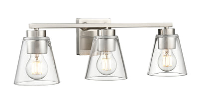 22-inch Strayhan Brushed Nickel 3-Light Clear Glass Bathroom Vanity Light