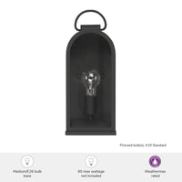 Kendra Bell 15-inch 1-light Matte Black Outdoor Wall Light with Clear Glass