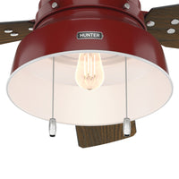 52 inch Mill Valley Barn Red Low Profile Damp Rated Ceiling Fan with LED Light Kit and Pull Chain