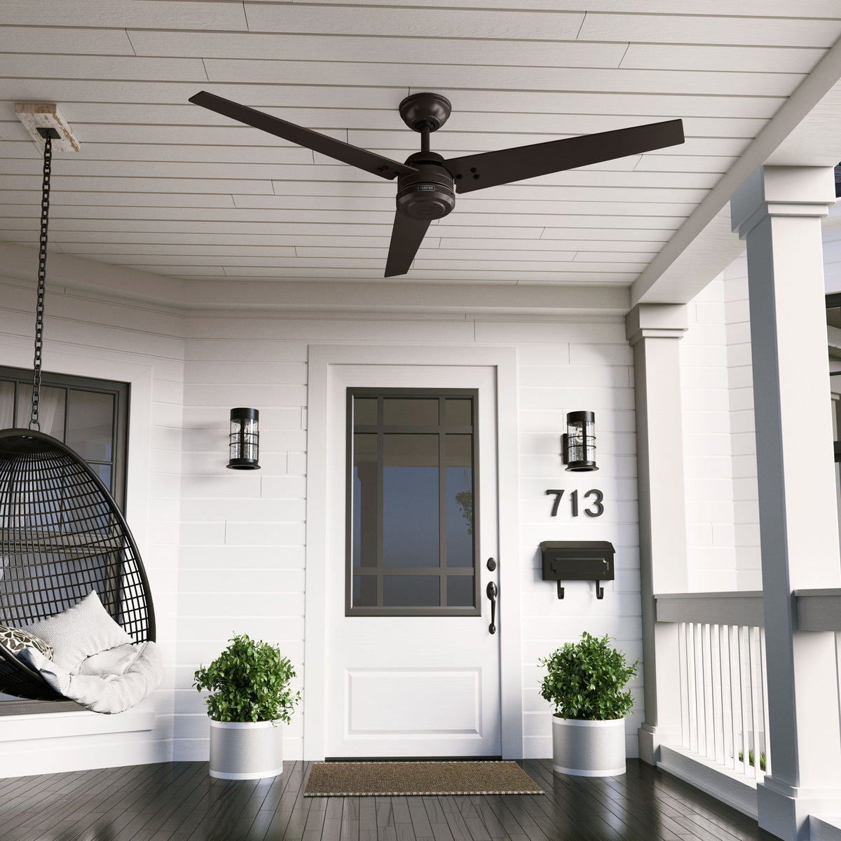 60 inch Cassius ENERGY STAR® Premier Bronze Damp Rated Ceiling Fan and Wall Control
