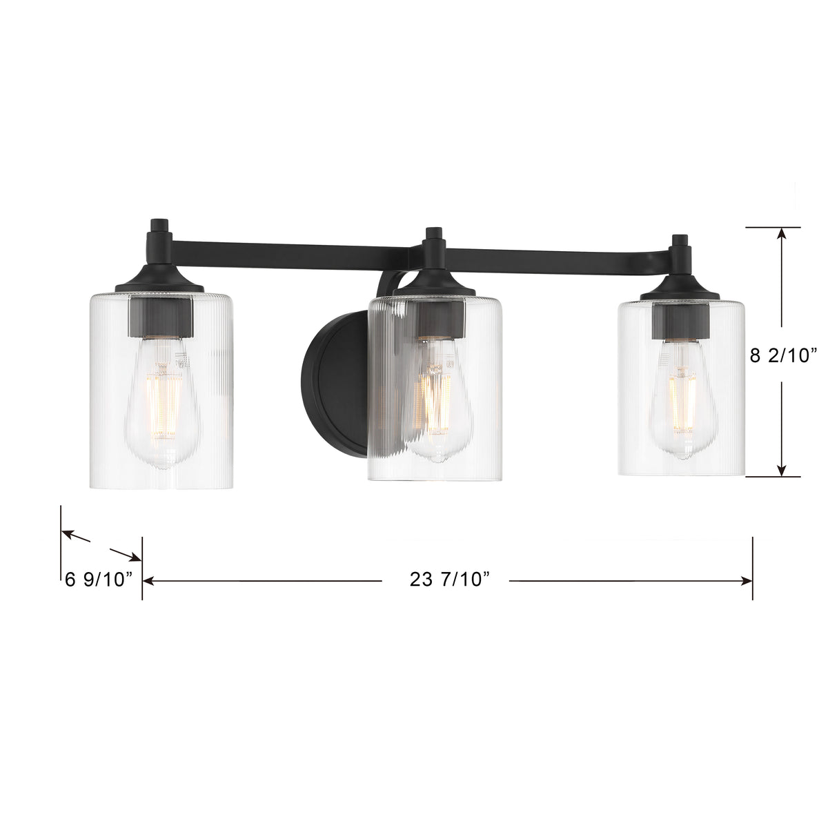 23.75'' Ryehouse Matte Black 3 Light Bath Vanity
