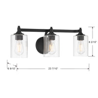 23.75'' Ryehouse Matte Black 3 Light Bath Vanity
