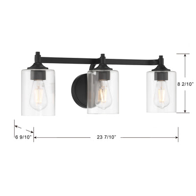 23.75'' Ryehouse Matte Black 3 Light Bath Vanity