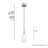 Nolita 5-inch 1-light Alturas Gold Pendant with Cased White Glass