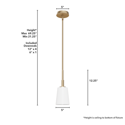 Nolita 5-inch 1-light Alturas Gold Pendant with Cased White Glass