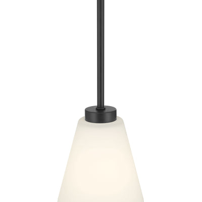 5.75-inch Strayhan Matte Black 1-Light White Frosted Glass Pendant Light