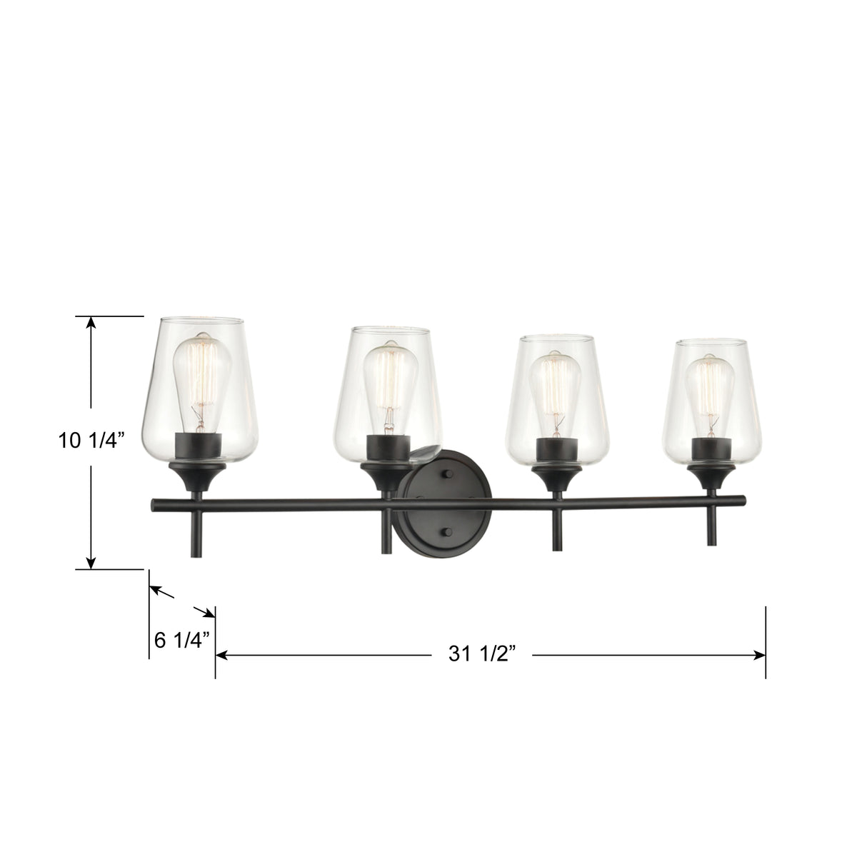31'' Ashford Matte Black 4 Light Bath Vanity